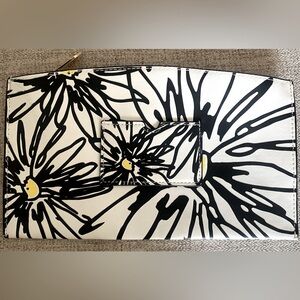 REED Atlanyique Clutch Pouch Bag Large Sunflower White & Black Goldtone Zip Pull